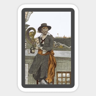 Kidd on the Deck of the Adventure Galley by Howard Pyle Sticker